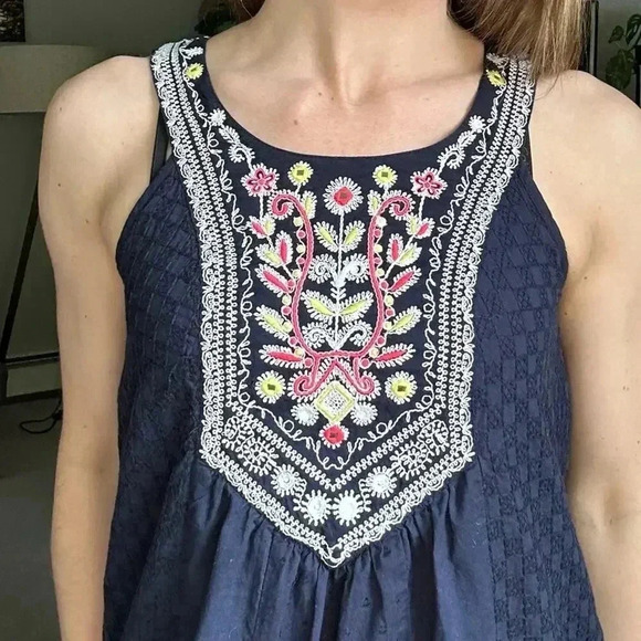 Anthropologie Maeve Navy Tisa Swing Dress Size 2 - Picture 1 of 9